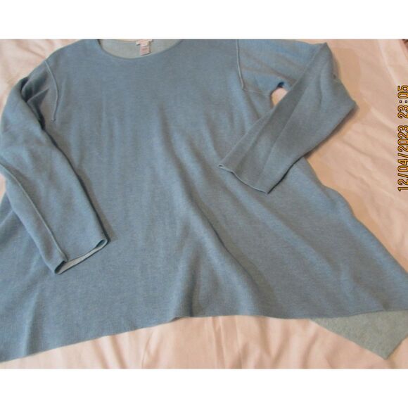J. Jill reversible sweater size m asymmetrical hem minimalist cotton blue - Picture 2 of 7